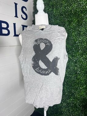 enough about me... Gray Graphic Sleeveless Hoodie Tank beauty and brains